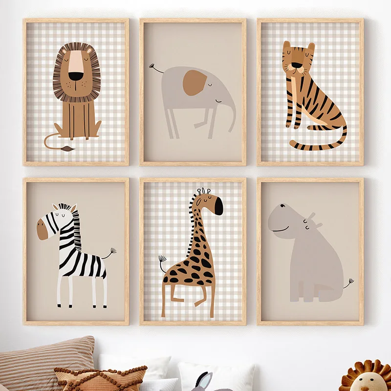 Baby Nursery Picture Frames - (No frame)Lion Tiger Elephant Giraffe Jungle
