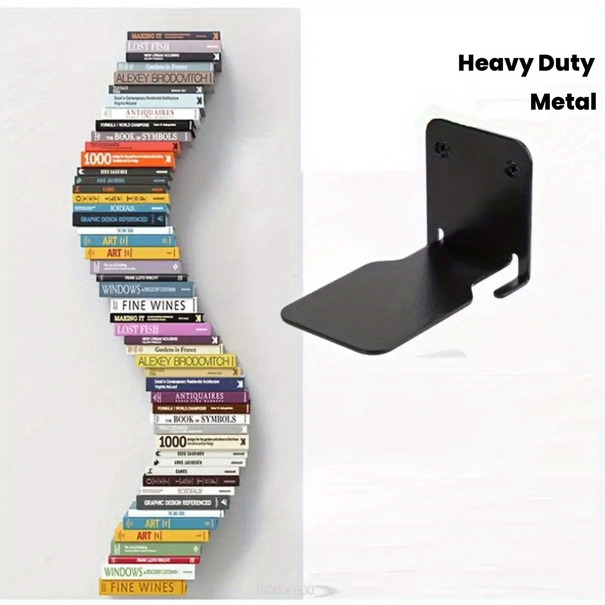 Baby Bookshelf Small - 4pcs Matte Black Metal Floating Bookshelf