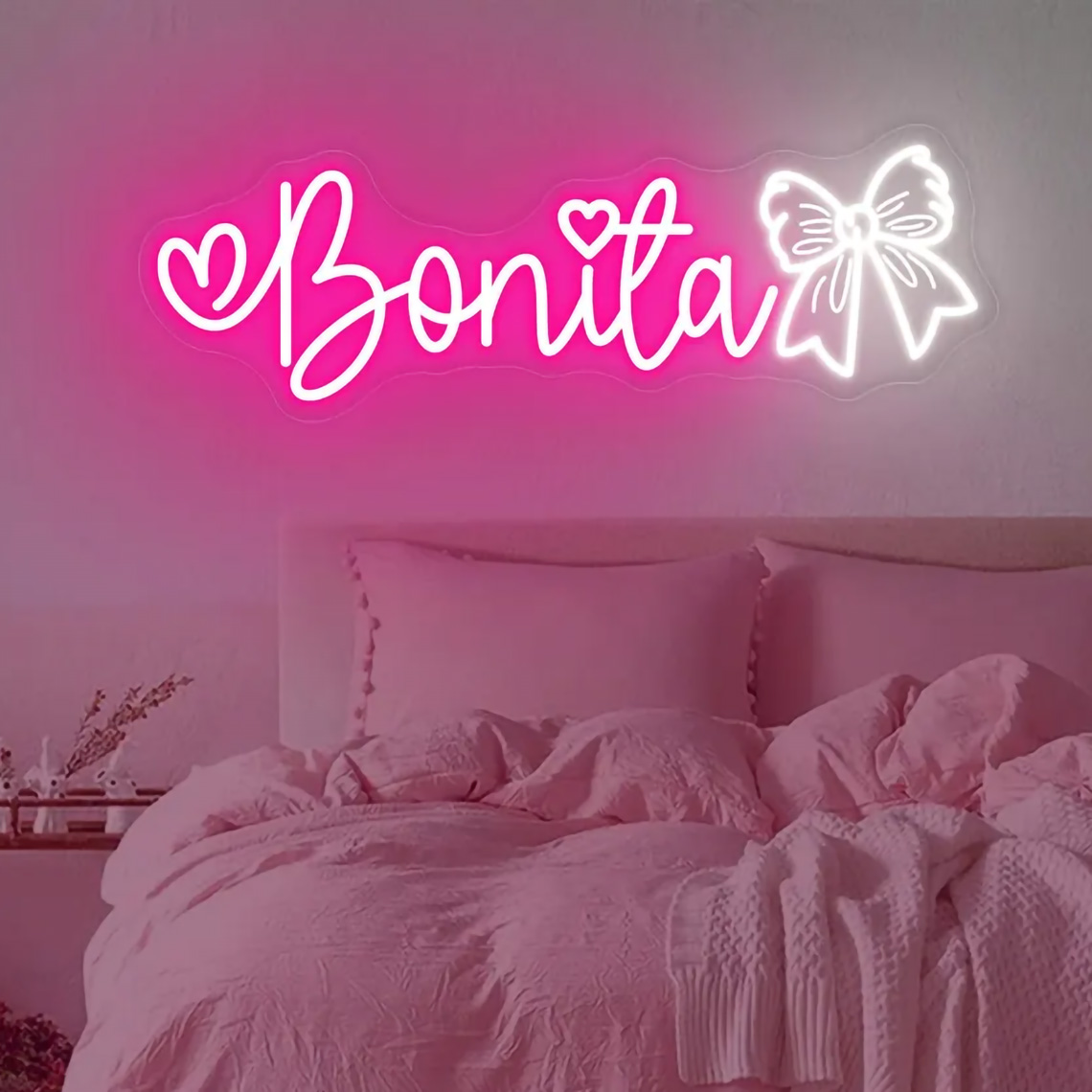 Baby Nursery Room - Custom Bow Name Neon Sign for