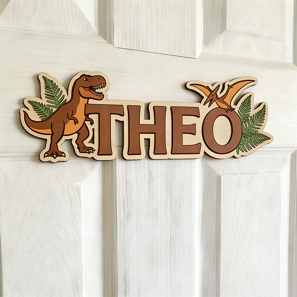 Baby Nursery In - Personalized Dinosaur Name Sign for The