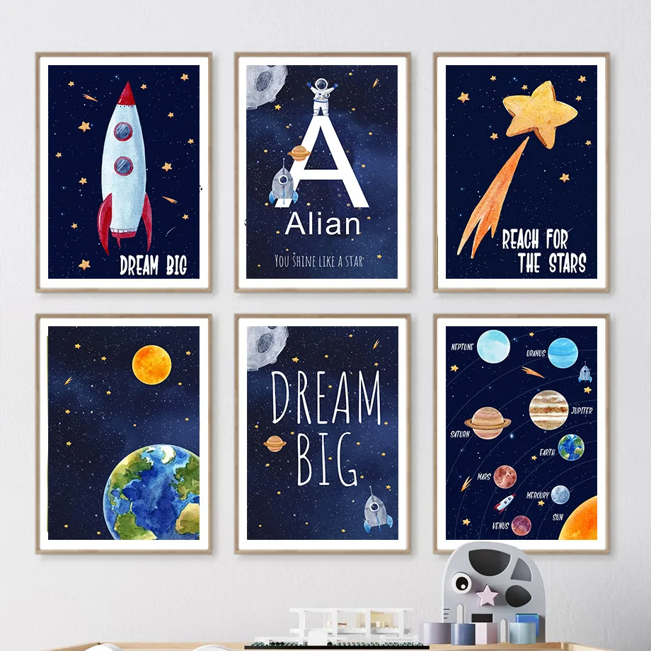 Baby Nursery Name Wall Art - 1pc Canvas painting Custom Name Kids