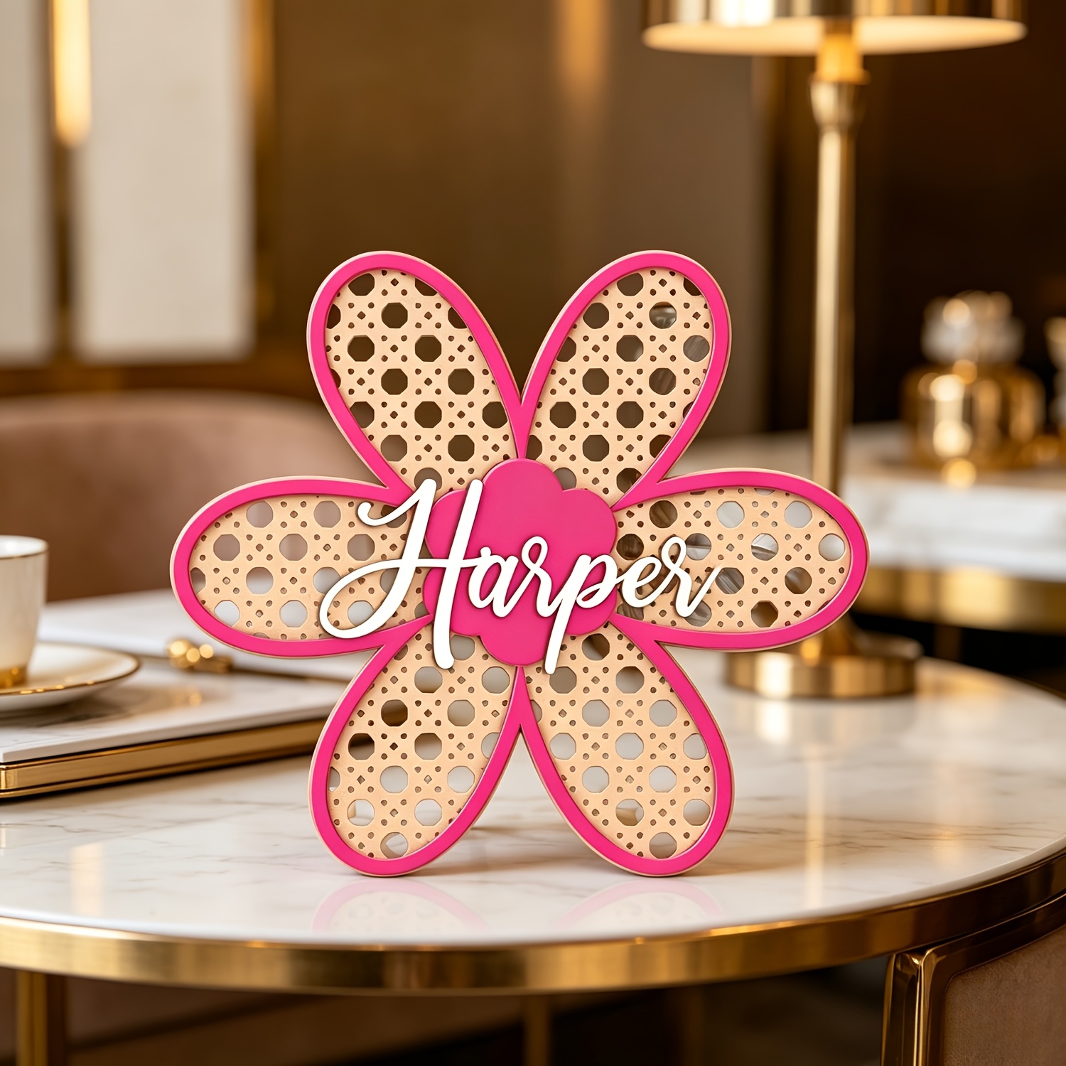 Personalized Boho Rattan Flowe - Baby Nursery In 评论和价格