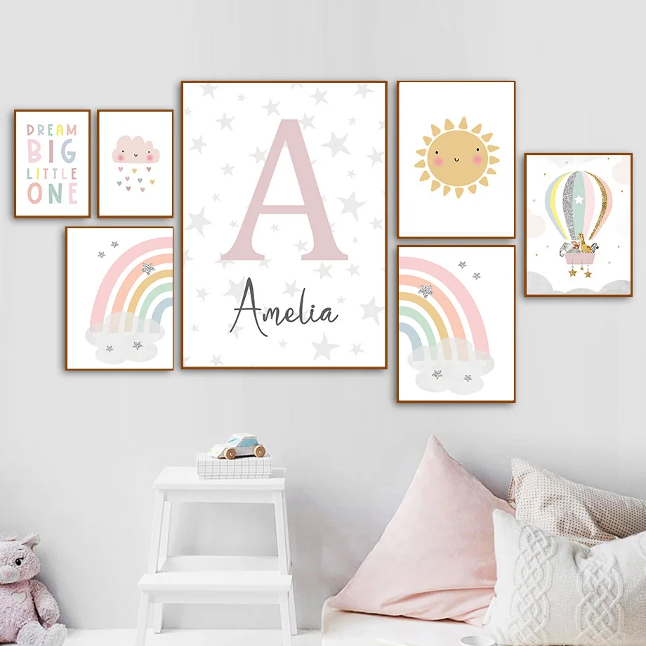 Giraffe Elephant Hot Balloon S - Baby Nursery Name Wall Art 评论和价格