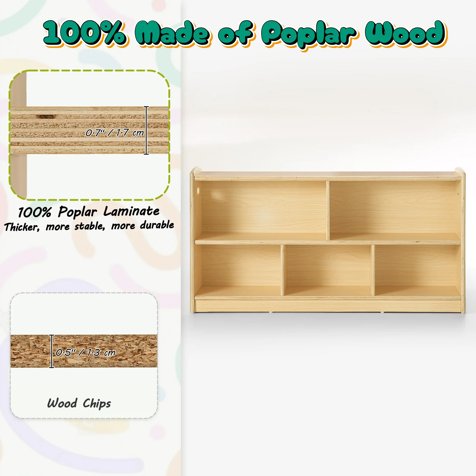 2-Tier Wood Montessori Cabinet - Baby Bookshelf Small 评论和价格