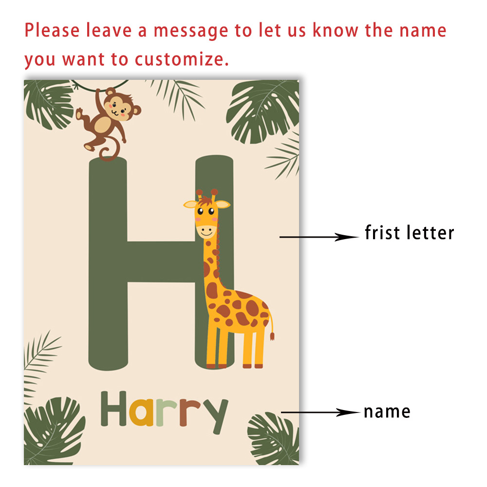Nordic Jungle Animal Posters C - Baby Nursery Name Wall Art 评论和价格