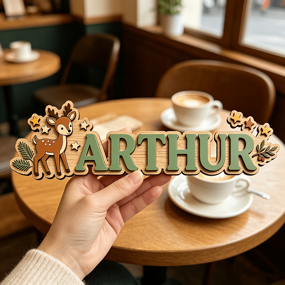 Custom Deer & Star Wooden Name - Baby Nursery In 评论和价格