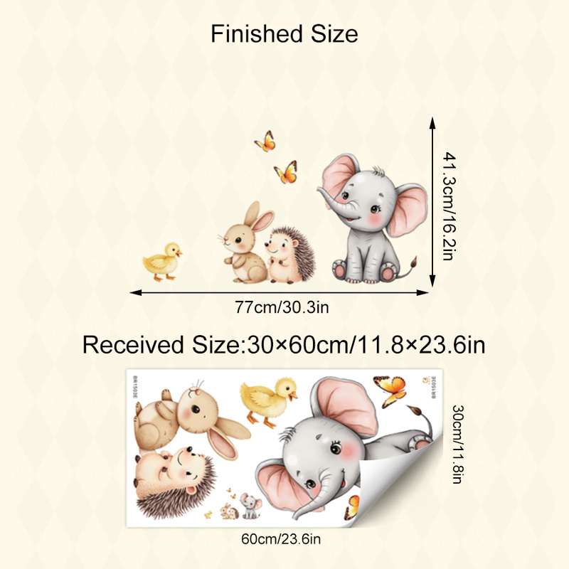 Cartoon Animal Wall Sticker -  - Baby Nursery Room 评论和价格