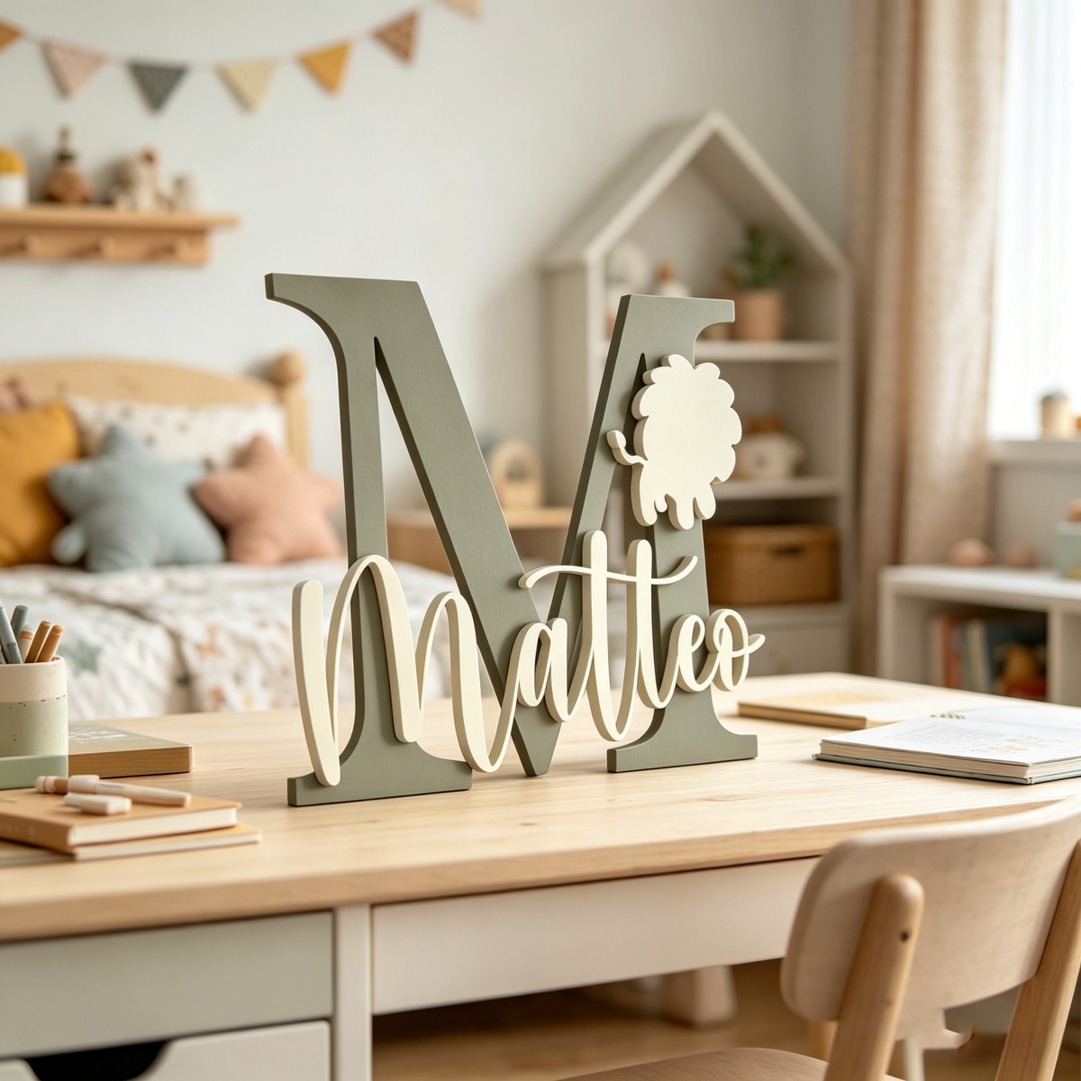 1Pc Custom Lion Name & Initial - Baby Nursery In 评论和价格