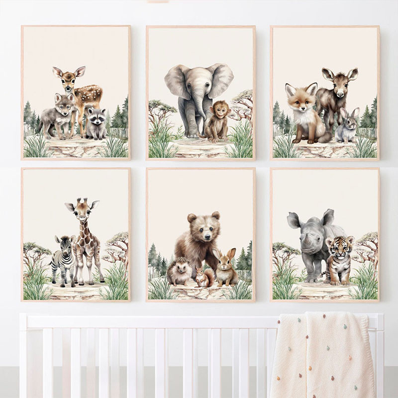 1pcs(No frame)Elephant Giraffe - Baby Nursery Picture Frames 评论和价格