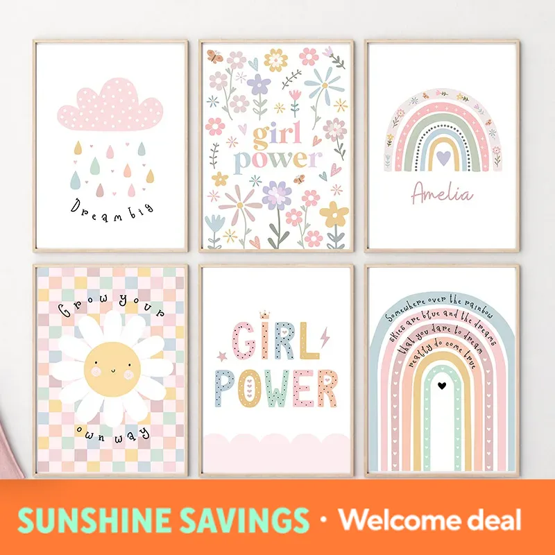 Sun Flower Rainbow Cloud Heart - Baby Nursery Room 评论和价格