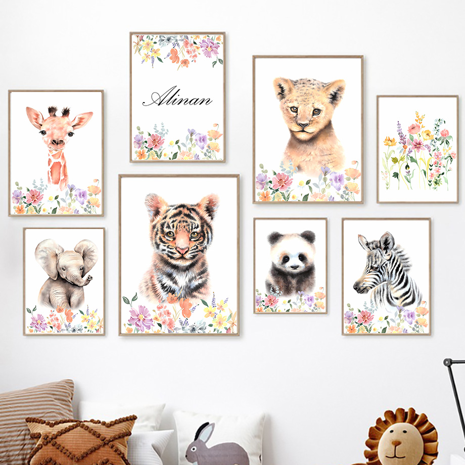 Custom Name Tiger Panda Elepha - Baby Nursery Name Wall Art 评论和价格