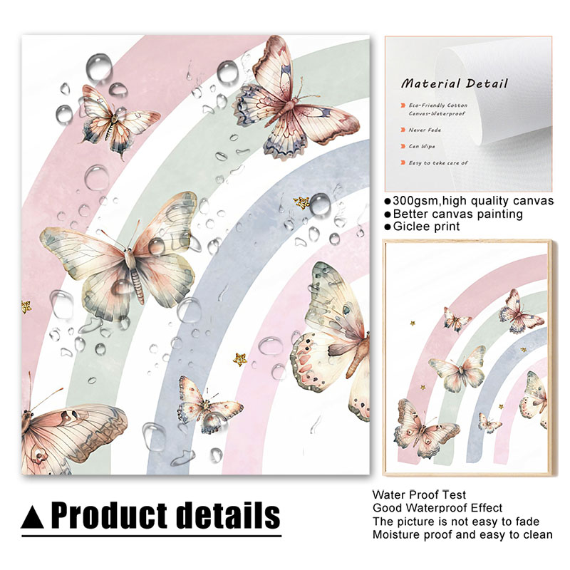 Pink Rainbow Butterfly Custom  - Baby Nursery Name Wall Art 评论和价格